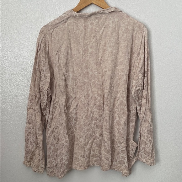 CP Shapes beige cream button down embroidered floral print lagenlook shirt M - Picture 6 of 6